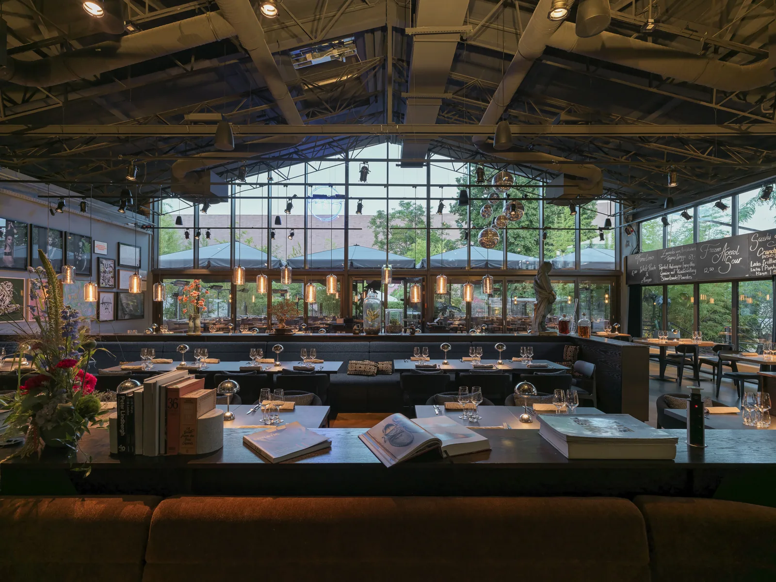 The hall, set for the evening