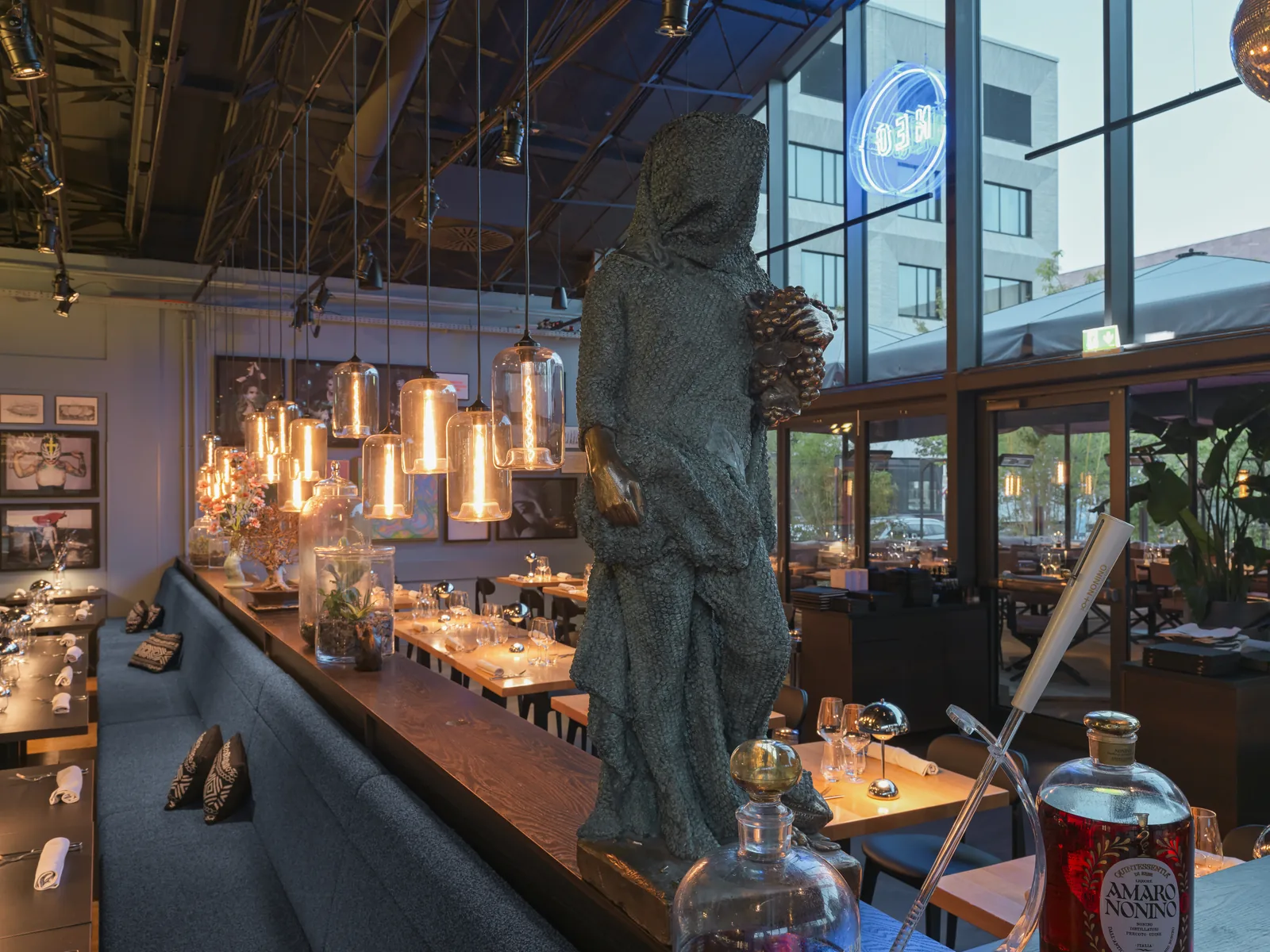 Sculpture and copper light