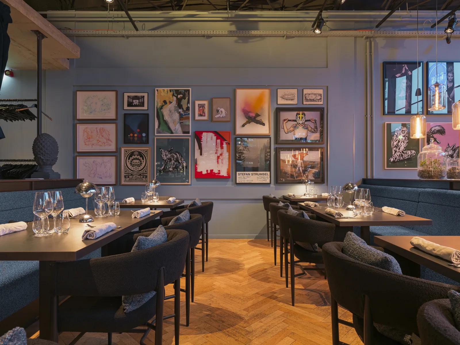 Art wall in the restaurant